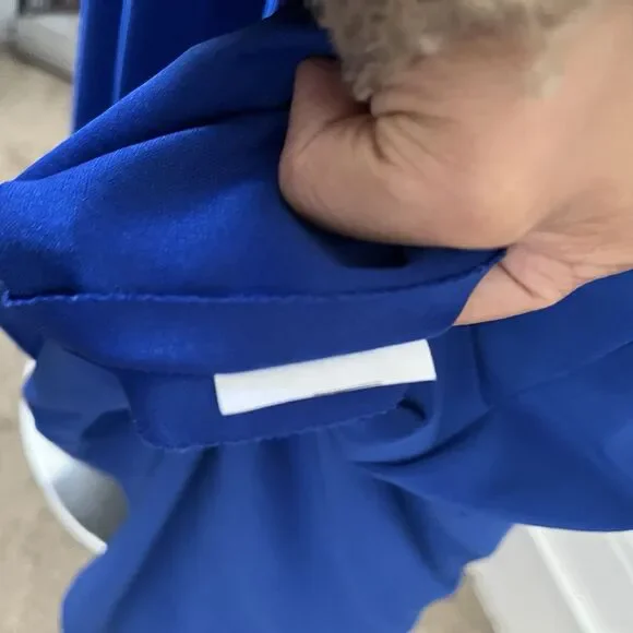 Betsy And Adam Beaded One Shoulder Floor Length Dress Gown 4 Blue Winter Holiday - Picture 4 of 13